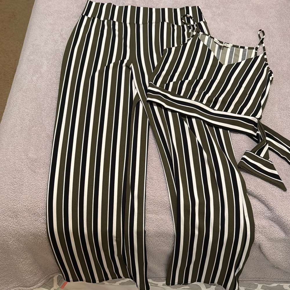 Striped Black and White Women's Jumpsuit
